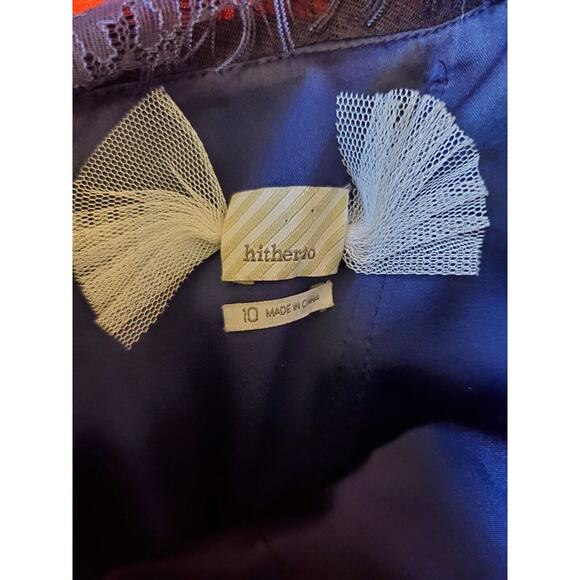 Hitherto BHLDN Navy Blue Fleur Lace Chiffon Maxi Formal Gown Prom Dress, Size 10 - Picture 5 of 16